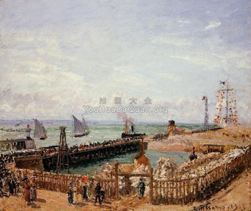 The Jetty, Le Havre, High Tide, Morning Sun - 卡米耶·毕沙罗